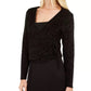 Suéter feminino Calvin Klein com glitter e estampa de letras, preto, tamanho X-G