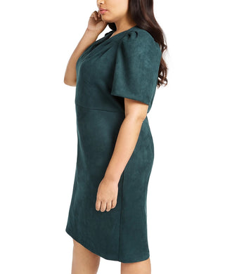 Vestido Calvin Klein Feminino Plus Size Manga Bufante Camurça Sintética Azul Tamanho Pequeno Pequeno