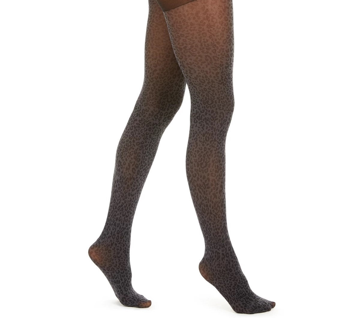 Meia-calça feminina DKNY Leopard cinza tamanho grande