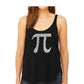 Camiseta regata feminina premium Word Art Flowy The First 100 Digits Of Pi, preta, tamanho médio