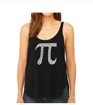 Camiseta regata feminina premium Word Art Flowy The First 100 Digits Of Pi, preta, tamanho médio