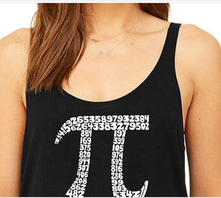 Camiseta regata feminina premium Word Art Flowy The First 100 Digits Of Pi, preta, tamanho médio