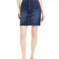 Saia jeans feminina JEN7 com bainha desfiada, azul, tamanho 18