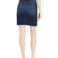 Saia jeans feminina JEN7 com bainha desfiada, azul, tamanho 18