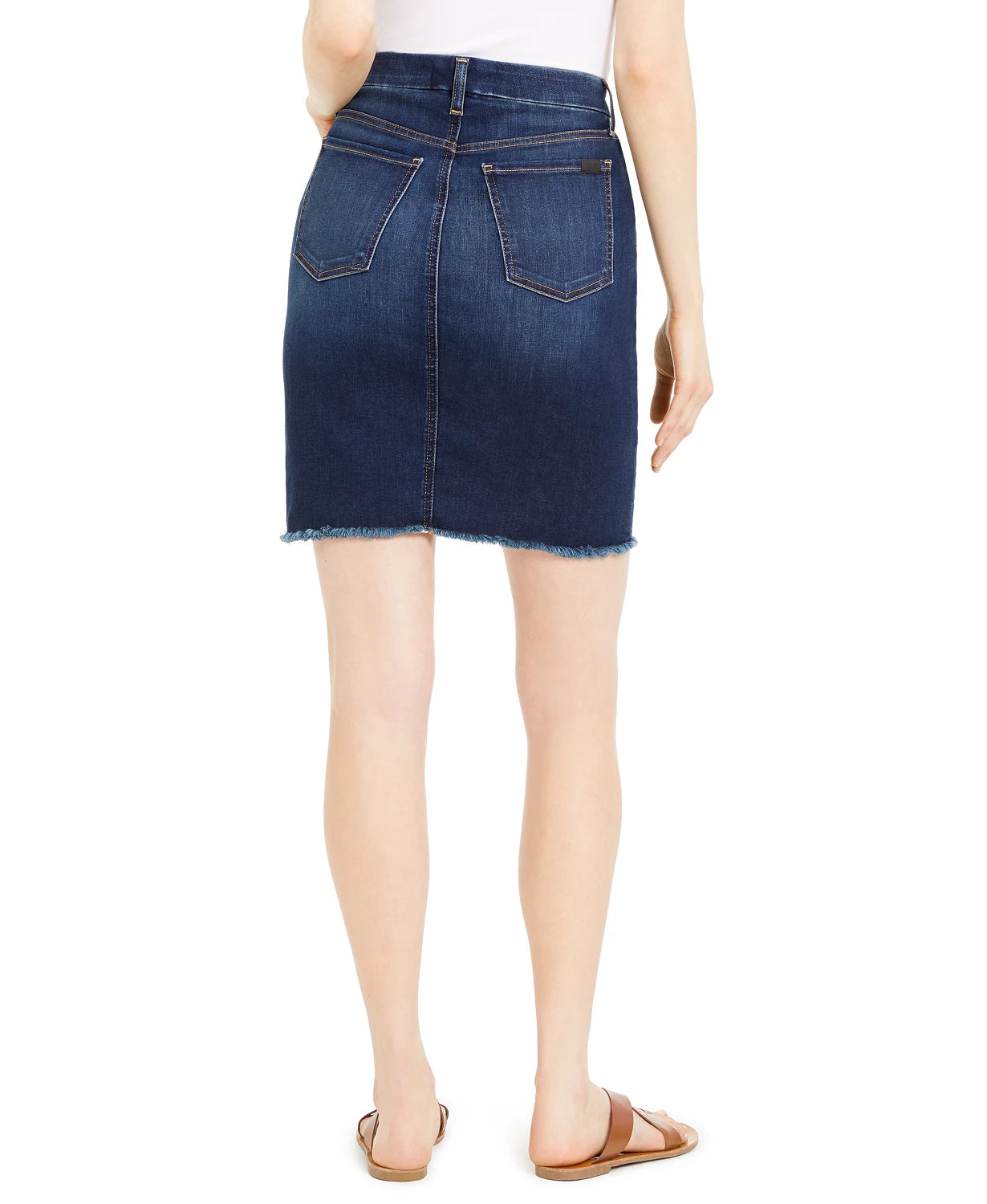 Saia jeans feminina JEN7 com bainha desfiada, azul, tamanho 18