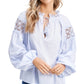 Blusa de crochê feminina En Saison, manga comprida, azul marinho, tamanho extra grande
