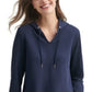 Tommy Hilfiger Moletom com capuz feminino em camadas, azul marinho, tamanho XXG