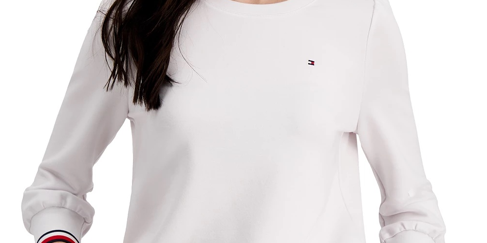 Blusa Tommy Hilfiger Feminina Manga Longa Branca Tamanho Extra Grande