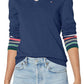 Suéter Tommy Hilfiger Feminino de Algodão com Gola V Azul Tamanho XG