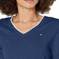 Suéter Tommy Hilfiger Feminino de Algodão com Gola V Azul Tamanho XG