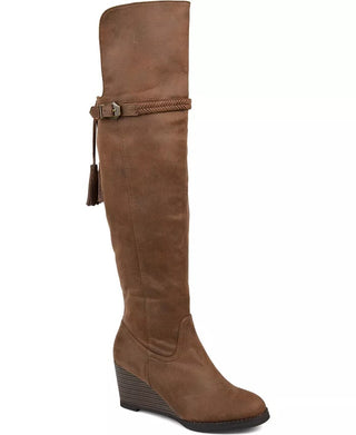 Botas femininas Jezebel da coleção Journee, marrom, tamanho 7 M