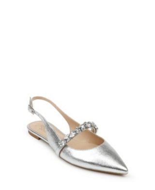 Sapatilhas Jewel Badgley Mischka Bambi femininas, prateadas, tamanho 8,5 m