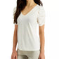 Blusa feminina JPR Studio com manga franzida, branca, tamanho grande