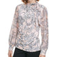 Blusa Calvin Klein Feminina Estampada com Decote em V Cinza Escuro Tamanho P