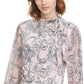 Blusa Calvin Klein Feminina Estampada com Decote em V Cinza Escuro Tamanho P