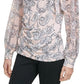 Blusa Calvin Klein Feminina Estampada com Decote em V Cinza Escuro Tamanho P