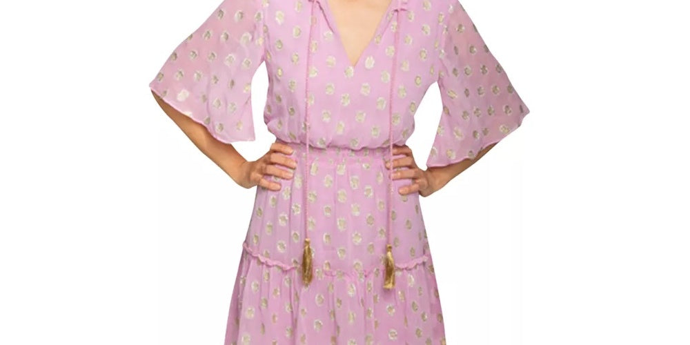 Vestido feminino Raga Kenna com bolinhas metálicas, vermelho, tamanho médio