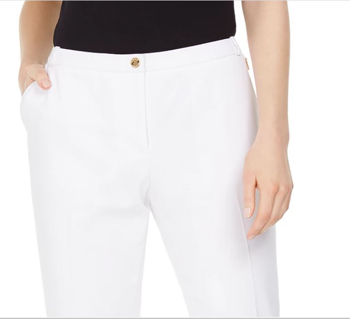 Calça social feminina Calvin Klein slim fit, tamanho 4, branca