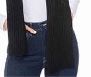 Cachecol feminino canelado liso estilo &amp; co, preto, tamanho regular