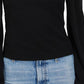 Blusa feminina Lucy Paris com decote coração e manga bufante, preta, tamanho grande