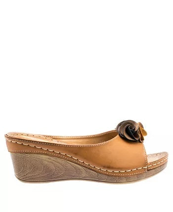 Sandália feminina Gc Shoes Sydney Wedge, marrom, tamanho 7,5 M