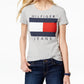 Camiseta Tommy Hilfiger Sport Logo com nó frontal, feminina, cinza, tamanho pequeno