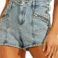 Macacão jeans Guss feminino Jett Acid Wash tamanho grande em azul com lavagem Flora tamanho grande