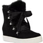 Botas de salto plataforma Steve Madden Wharton de pele sintética para mulheres, pretas, tamanho 8,5 M
