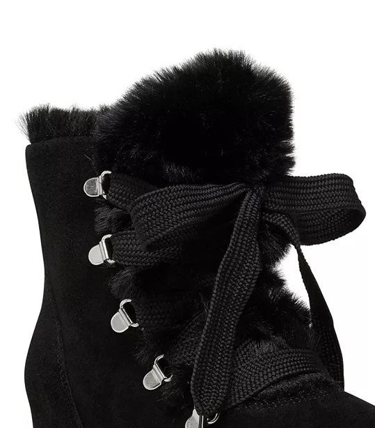 Botas de salto plataforma Steve Madden Wharton de pele sintética para mulheres, pretas, tamanho 8,5 M