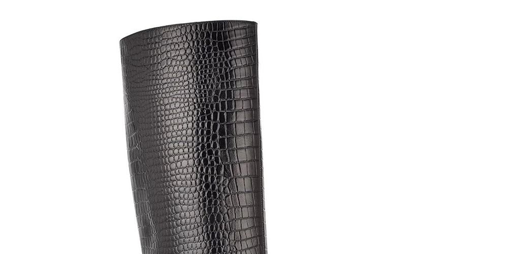 Botas de salto alto Nine West Maxim Tall femininas, pretas, couro de crocodilo, tamanho 7 M