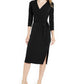 Vestido envelope falso com amarração lateral feminino da INC International Concepts, preto, tamanho grande