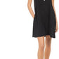 Vestido estilo camiseta feminino com um bolso, preto, tamanho grande