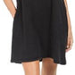 Vestido estilo camiseta feminino com um bolso, preto, tamanho grande