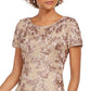 Vestido de festa feminino Alex Evenings Rosette A, marrom, tamanho 8