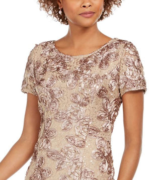 Alex Evenings Women's Rosette A Line Gown Brown Size 8