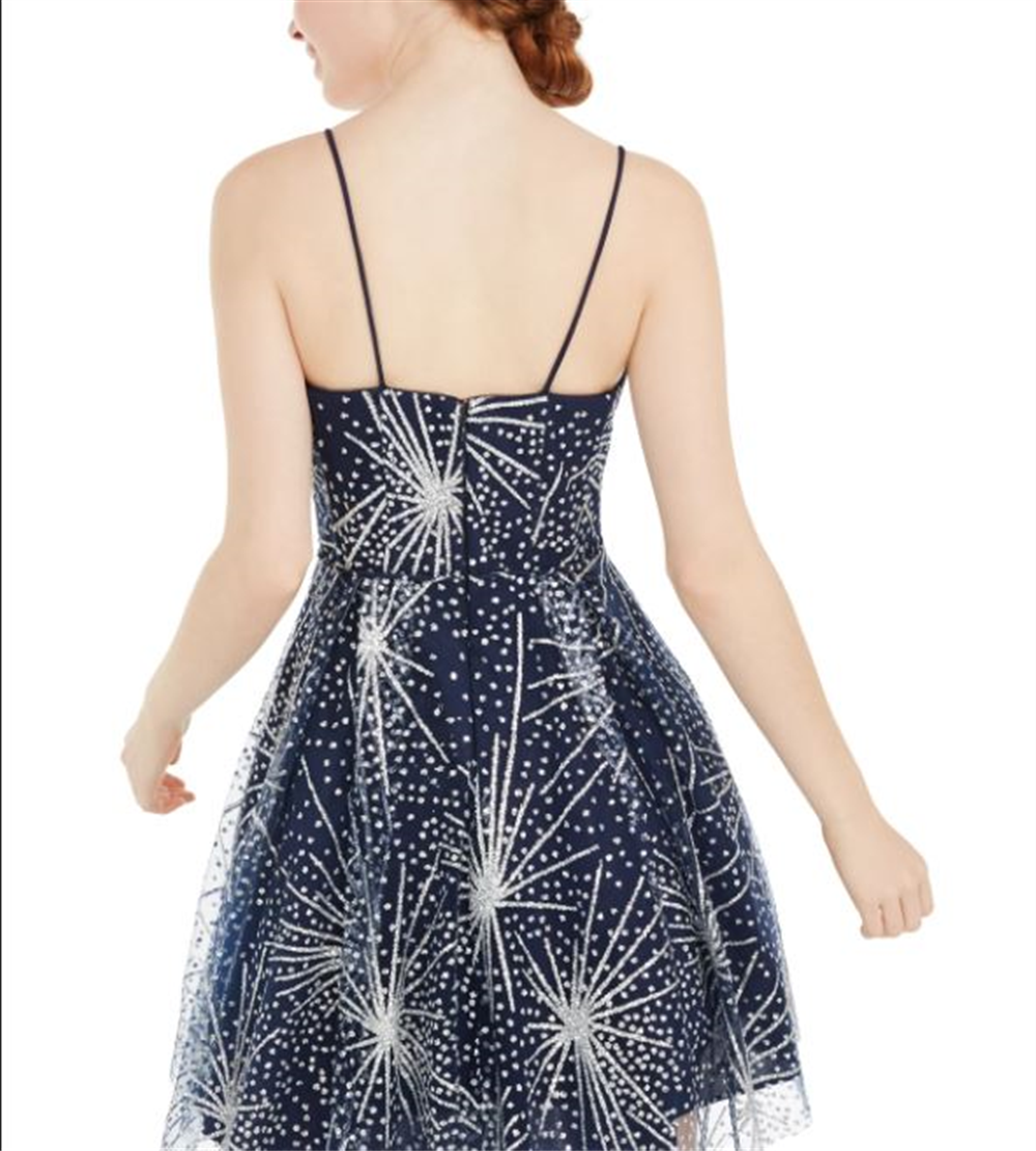 Vestido infantil Blondie Nites Glitter Fireworks Fit &amp; Flare Azul Tamanho 1