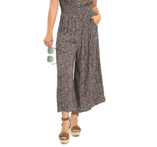 Macacão feminino plus size com estampa floral e cintura franzida, botões frontais, preto, tamanho 2X