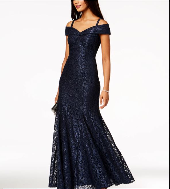 Vestido de renda ombro a ombro feminino R &amp; M Richards