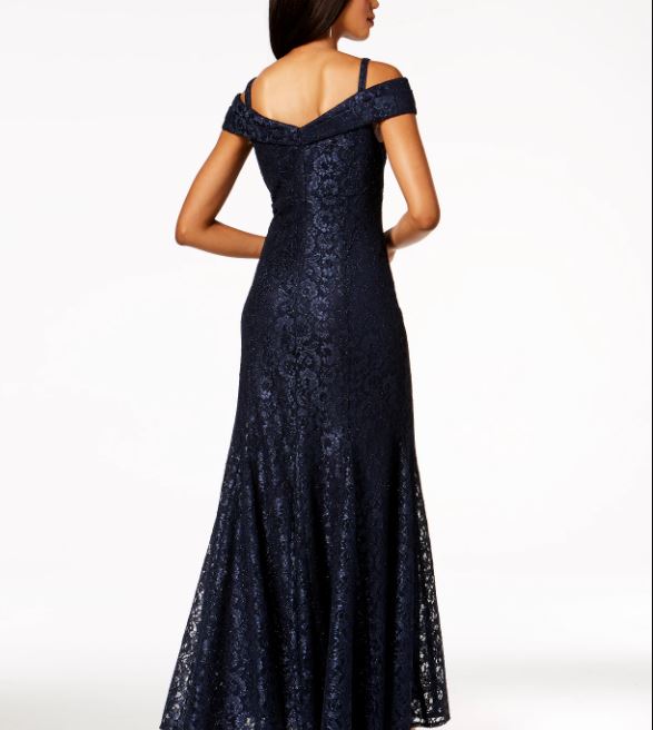 Vestido de renda ombro a ombro feminino R &amp; M Richards