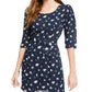 Vestido floral Trixxi Junior's A Line Azul Marinho Tamanho Médio