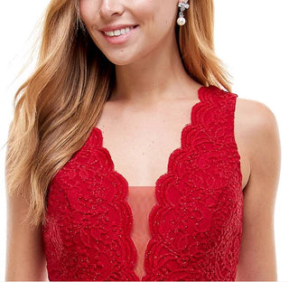 Vestido de renda brilhante com decote em V para crianças da City Studios, tamanho 1, vinho