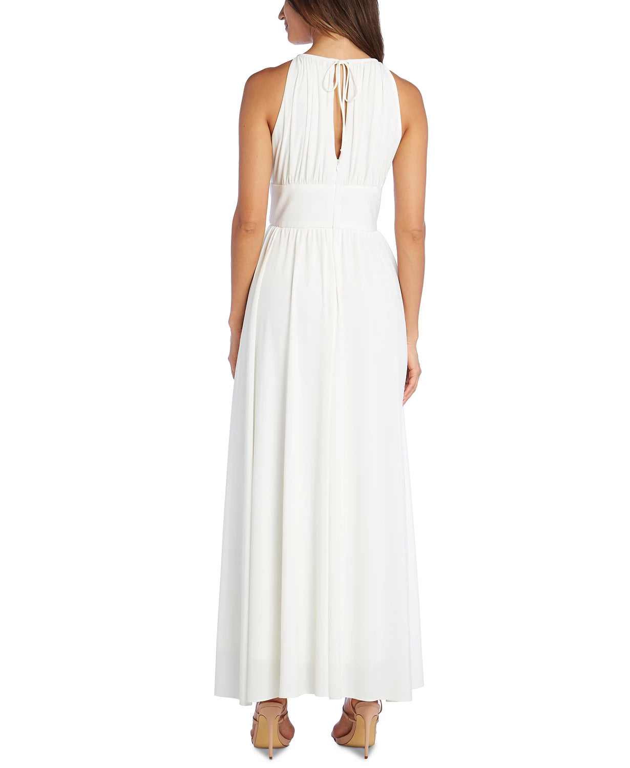 Vestido feminino R &amp; M Richards com decote em forma de fechadura, branco, tamanho 8