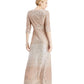 Vestido feminino R &amp; M Richards com lantejoulas bege tamanho 12 pequeno
