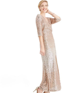 Vestido feminino R &amp; M Richards com lantejoulas bege tamanho 12 pequeno