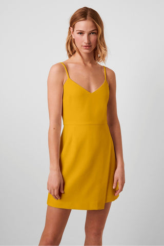 Vestido feminino French Connection Whisper com decote em V e saia envelope, marrom, tamanho 4