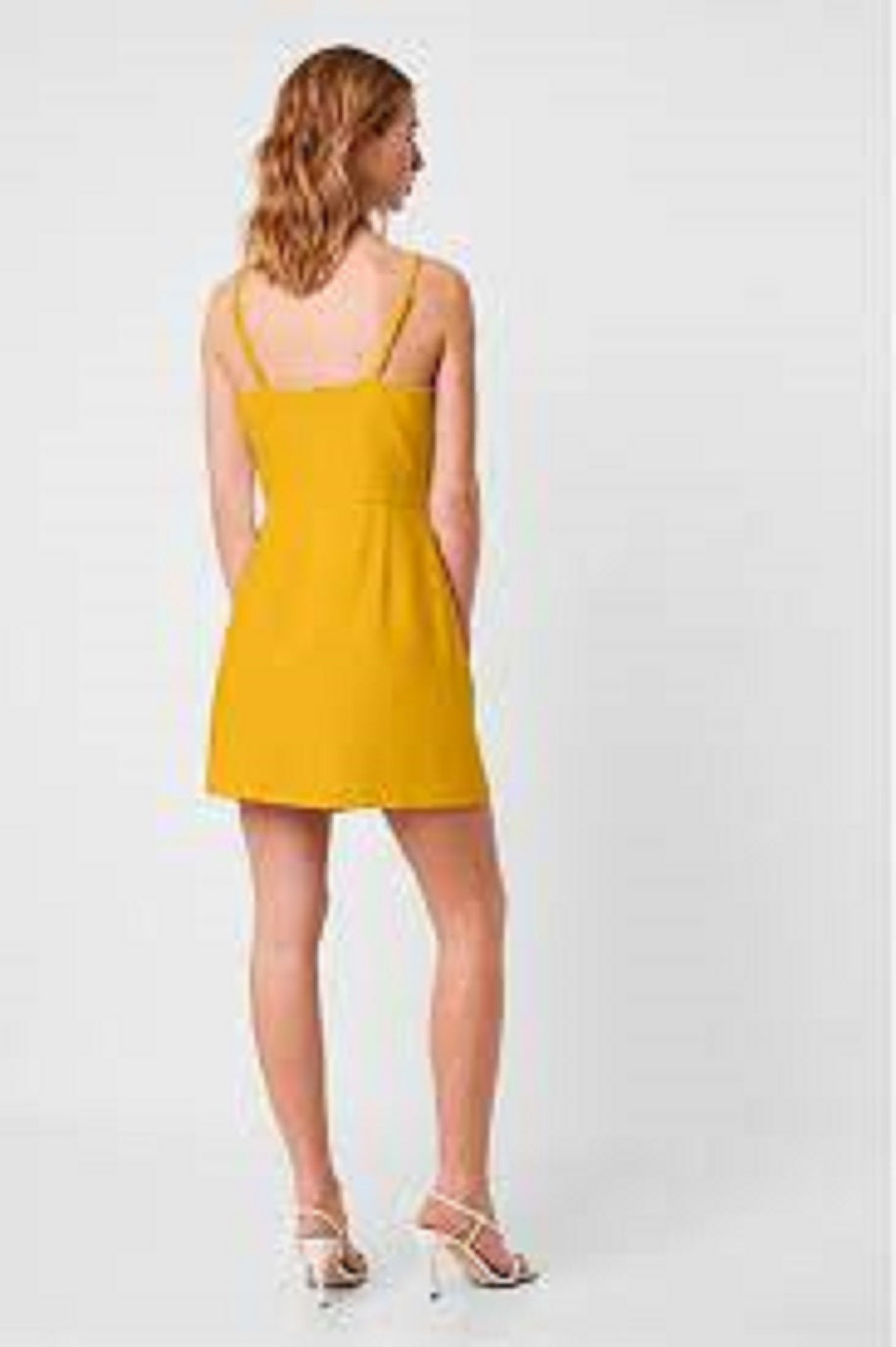 Vestido feminino French Connection Whisper com decote em V e saia envelope, marrom, tamanho 4