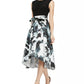 Vestido feminino estampado SL Fashions, comprimento alto e baixo, preto, tamanho 10