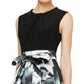Vestido feminino estampado SL Fashions, comprimento alto e baixo, preto, tamanho 10