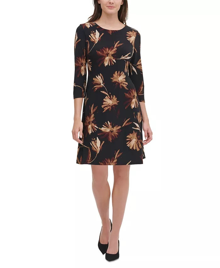 Vestido floral Miranda feminino Tommy Hilfiger, cor carvão, tamanho 6