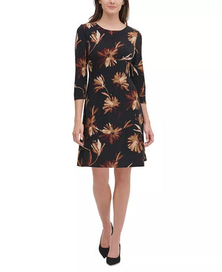 Vestido floral Miranda feminino Tommy Hilfiger, cor carvão, tamanho 6